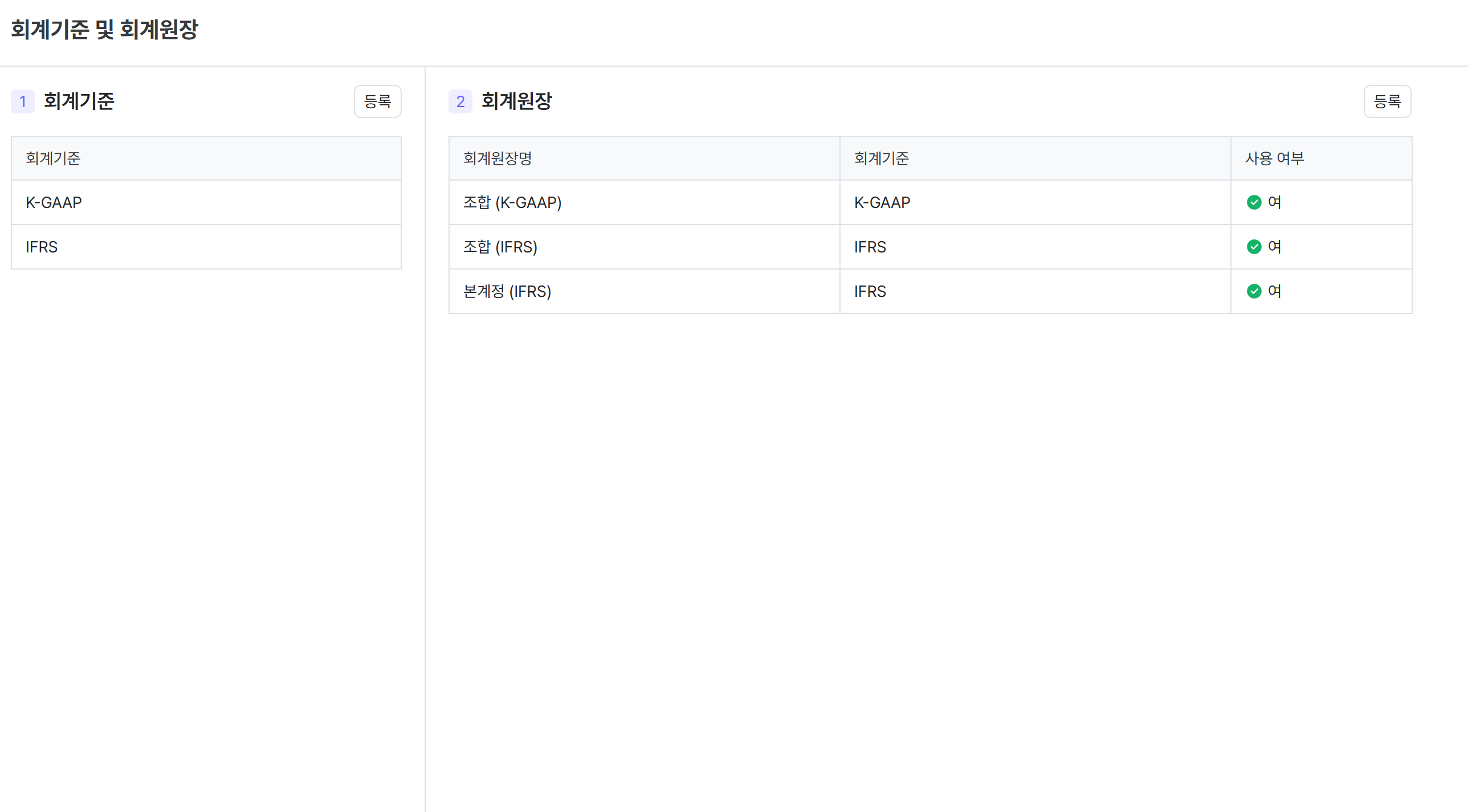 회계기준 및 회계원장